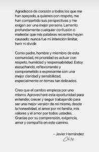 Chicharito se disculpa tras su polémica por hacer declaraciones “machistas” 1 l 2 CAFE CIUDADANO