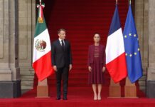 Recibe Claudia Sheinbaum a Emmanuel Macron en Palacio Nacional